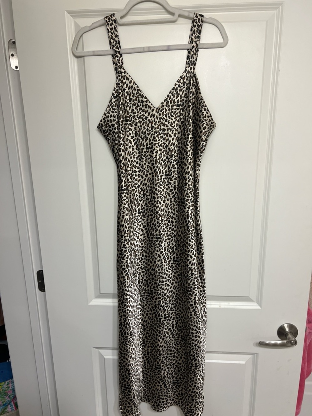 Satin Leopard-Print Maxi Slip Dress - Black & Cream